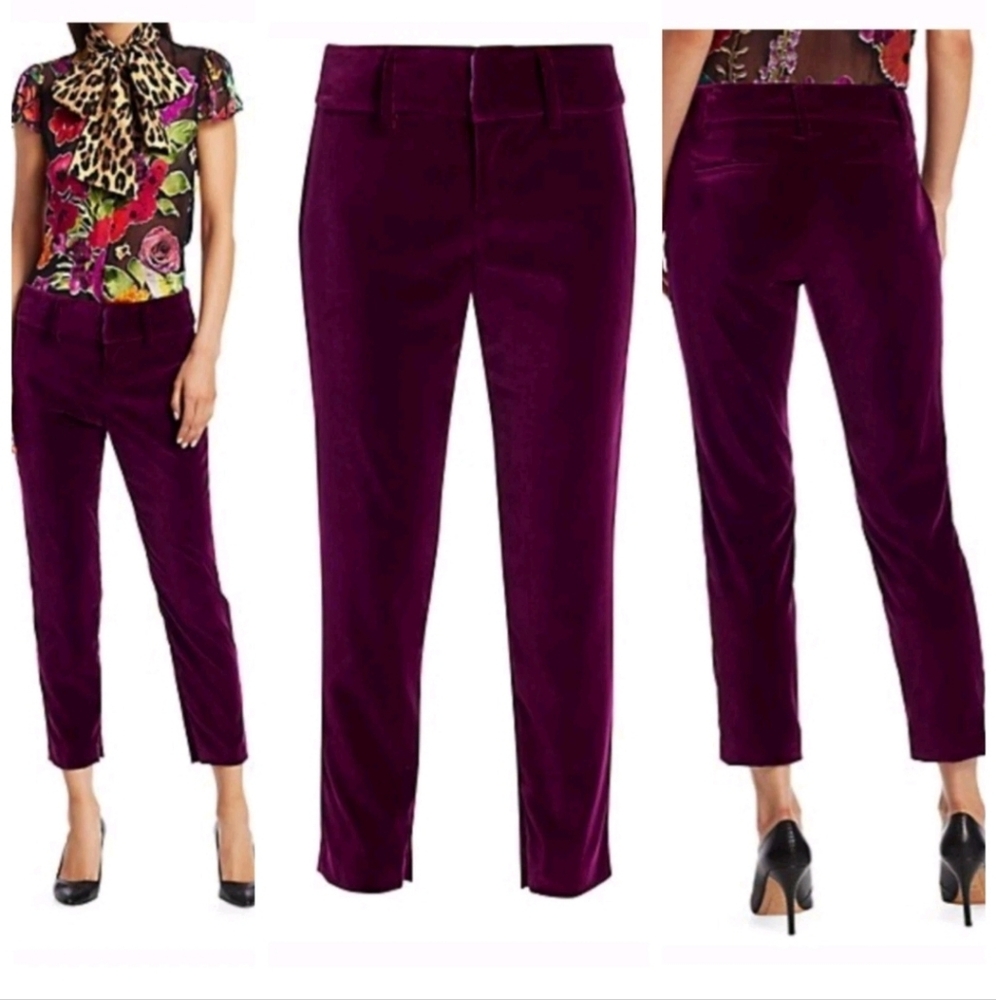 Alice + Olivia Stacey Slim High-rise Velvet Ankle Trousers SIZE 4